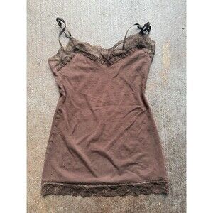 Y2K Deb Lace Brown Top 2000s Size Small